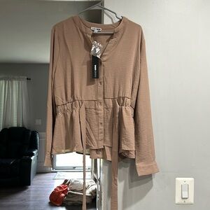 Tan blouse size XL